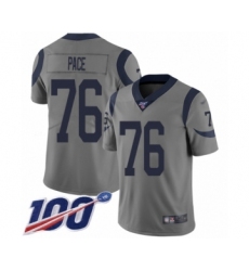 Men's Los Angeles Rams #76 Orlando Pace Limited Gray Inverted Legend 100th Season Football Jersey
