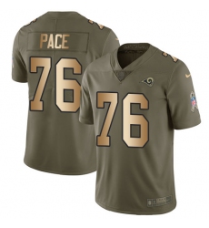 Youth Nike Los Angeles Rams #76 Orlando Pace Limited Olive/Gold 2017 Salute to Service NFL Jersey