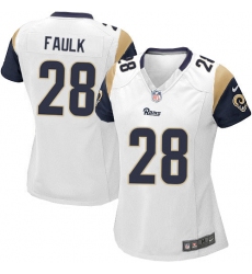 Women's Nike Los Angeles Rams #28 Marshall Faulk Game White NFL Jersey