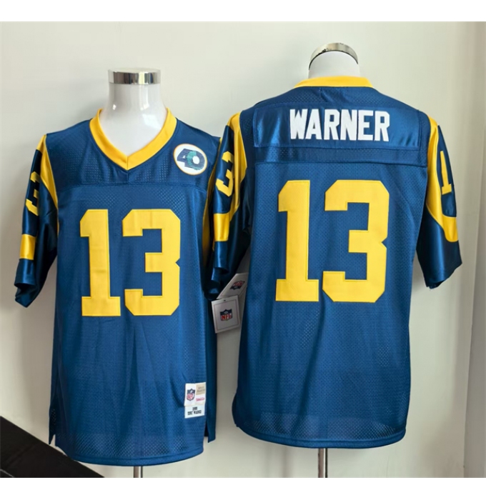 Men's Los Angeles Rams #13 Kurt Warner Royal Throwback Football Stitched Jersey