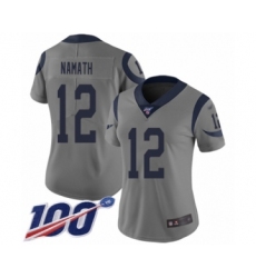 Women's Los Angeles Rams #12 Joe Namath Limited Gray Inverted Legend 100th Season Football Jersey