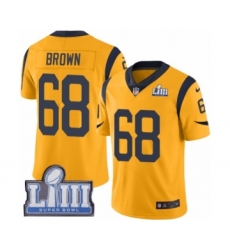 Men's Nike Los Angeles Rams #68 Jamon Brown Limited Gold Rush Vapor Untouchable Super Bowl LIII Bound NFL Jersey
