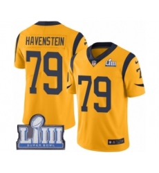 Youth Nike Los Angeles Rams #79 Rob Havenstein Limited Gold Rush Vapor Untouchable Super Bowl LIII Bound NFL Jersey