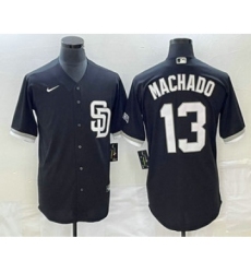 Men's San Diego Padres #13 Manny Machado Black 2023 Cool Base Stitched Jersey 1