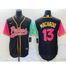 Men's San Diego Padres #13 Manny Machado Black NEW 2023 City Connect Cool Base Stitched Jersey 1