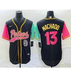 Men's San Diego Padres #13 Manny Machado Black NEW 2023 City Connect Cool Base Stitched Jersey