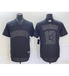 Men's San Diego Padres #13 Manny Machado Black Pullover Turn Back The Clock Stitched Cool Base Jersey