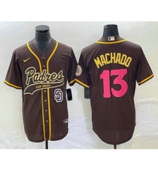 Men's San Diego Padres #13 Manny Machado Brown NEW 2023 City Connect Cool Base Stitched Jersey 1