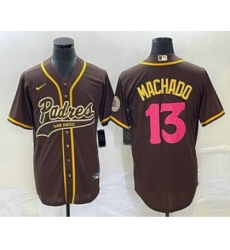 Men's San Diego Padres #13 Manny Machado Brown NEW 2023 City Connect Cool Base Stitched Jersey