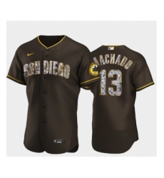 Men's San Diego Padres #13 Manny Machado Diamond Edition Brown Jersey