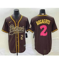 Men's San Diego Padres #2 Xander Bogaerts Number Brown NEW 2023 City Connect Cool Base Stitched Jersey