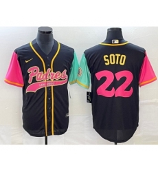 Men's San Diego Padres #22 Juan Soto Black NEW 2023 City Connect Cool Base Stitched Jersey 1