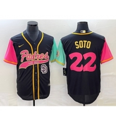 Men's San Diego Padres #22 Juan Soto Black NEW 2023 City Connect Cool Base Stitched Jersey