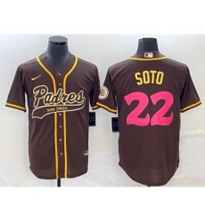 Men's San Diego Padres #22 Juan Soto Brown NEW 2023 City Connect Cool Base Stitched Jersey 1