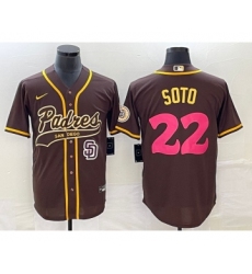 Men's San Diego Padres #22 Juan Soto Brown NEW 2023 City Connect Cool Base Stitched Jersey