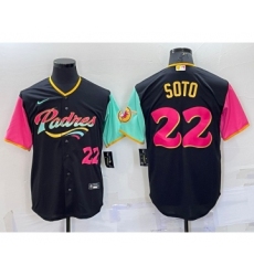 Men's San Diego Padres #22 Juan Soto Number Black 2022 City Connect Cool Base Stitched Jersey