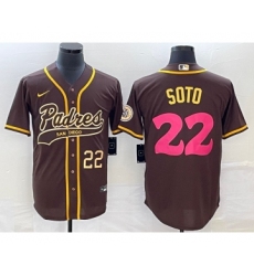 Men's San Diego Padres #22 Juan Soto Number Brown NEW 2023 City Connect Cool Base Stitched Jersey