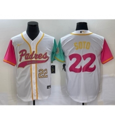 Men's San Diego Padres #22 Juan Soto Number White NEW 2023 City Connect Cool Base Stitched Jersey