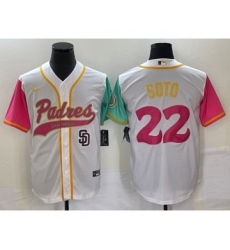 Men's San Diego Padres #22 Juan Soto White NEW 2023 City Connect Cool Base Stitched Jersey1