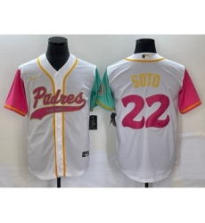 Men's San Diego Padres #22 Juan Soto White NEW 2023 City Connect Cool Base Stitched Jersey