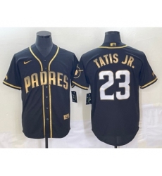 Men's San Diego Padres #23 Fernando Tatis Jr Black 2021 Golden Edition Stitched Cool Base Nike Jersey