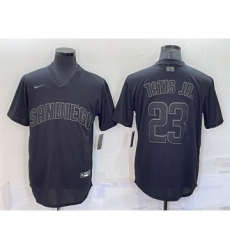 Men's San Diego Padres #23 Fernando Tatis Jr Black Pullover Turn Back The Clock Stitched Cool Base Jersey