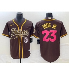 Men's San Diego Padres #23 Fernando Tatis Jr Brown NEW 2023 City Connect Cool Base Stitched Jersey 1