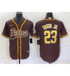 Men's San Diego Padres #23 Fernando Tatis Jr Brown NEW 2023 Cool Base Stitched Jersey 1