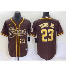 Men's San Diego Padres #23 Fernando Tatis Jr Number Brown NEW 2023 Cool Base Stitched Jersey