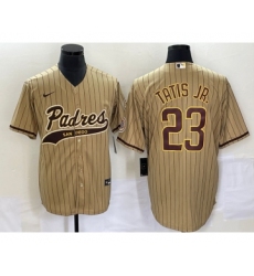 Men's San Diego Padres #23 Fernando Tatis Jr Tan NEW 2023 Cool Base Stitched Jersey 1