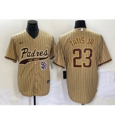 Men's San Diego Padres #23 Fernando Tatis Jr Tan NEW 2023 Cool Base Stitched Jersey