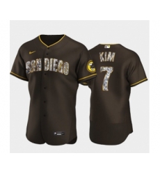 Men's San Diego Padres #7 Ha Seong Kim Diamond Edition Brown Jersey