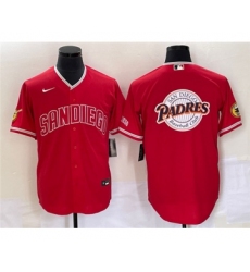 Men's San Diego Padres Red Team Big Logo Cool Base Stitched Baseball Jersey