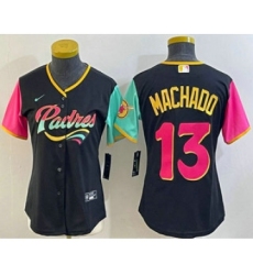 Women's San Diego Padres #13 Manny Machado Black 2022 City Connect Cool Base Stitched Jersey