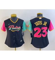 Women's San Diego Padres #23 Fernando Tatis Jr Black 2022 City Connect Cool Base Stitched Jersey