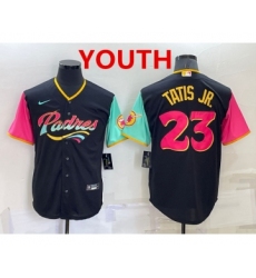 Youth San Diego Padres #23 Fernando Tatis Jr Black 2022 City Connect Cool Base Stitched Jersey