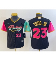 Youth San Diego Padres #23 Fernando Tatis Jr Black Number 2022 City Connect Cool Base Stitched Jersey