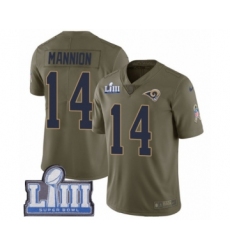 Youth Nike Los Angeles Rams #14 Sean Mannion Limited Olive 2017 Salute to Service Super Bowl LIII Bound NFL Jersey