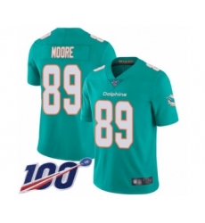Men's Miami Dolphins #89 Nat Moore Aqua Green Team Color Vapor Untouchable Limited Player 100th Season Football Jersey