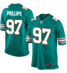 Men's Nike Miami Dolphins #97 Jordan Phillips Game Aqua Green Alternate NFL Jersey