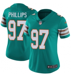 Women's Nike Miami Dolphins #97 Jordan Phillips Elite Aqua Green Alternate NFL Jersey