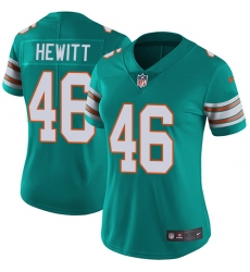 Women's Nike Miami Dolphins #46 Neville Hewitt Elite Aqua Green Alternate NFL Jersey