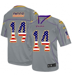 Men's Nike Minnesota Vikings #14 Stefon Diggs Elite Grey USA Flag Fashion NFL Jersey