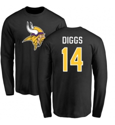 NFL Nike Minnesota Vikings #14 Stefon Diggs Black Name & Number Logo Long Sleeve T-Shirt