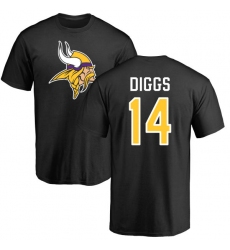 NFL Nike Minnesota Vikings #14 Stefon Diggs Black Name & Number Logo T-Shirt