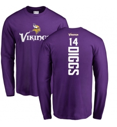 NFL Nike Minnesota Vikings #14 Stefon Diggs Purple Backer Long Sleeve T-Shirt