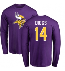 NFL Nike Minnesota Vikings #14 Stefon Diggs Purple Name & Number Logo Long Sleeve T-Shirt