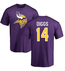 NFL Nike Minnesota Vikings #14 Stefon Diggs Purple Name & Number Logo T-Shirt