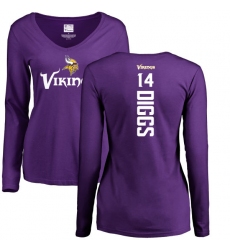 NFL Women's Nike Minnesota Vikings #14 Stefon Diggs Purple Backer Slim Fit Long Sleeve T-Shirt