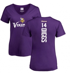 NFL Women's Nike Minnesota Vikings #14 Stefon Diggs Purple Backer Slim Fit T-Shirt